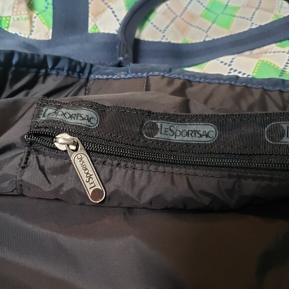 LeSportsac 80's Retro Classic Argyle Diamond Pattern Weekender Tote 24"x21"x14" - Picture 6 of 16